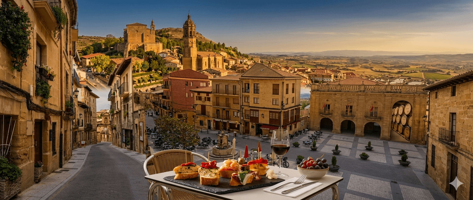 Plaza y gastronomía de Labastida, Rioja Alavesa